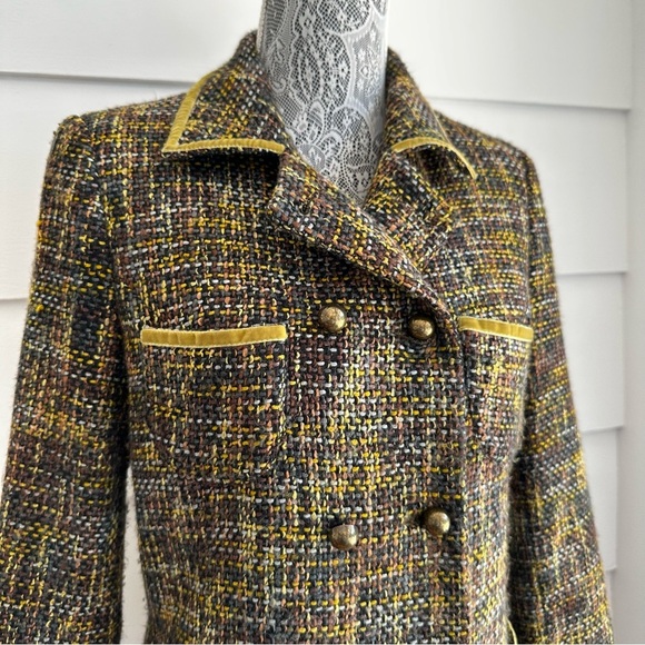 Vintage Georgiou Tweed Coat with Velvet Trim - Picture 6 of 10